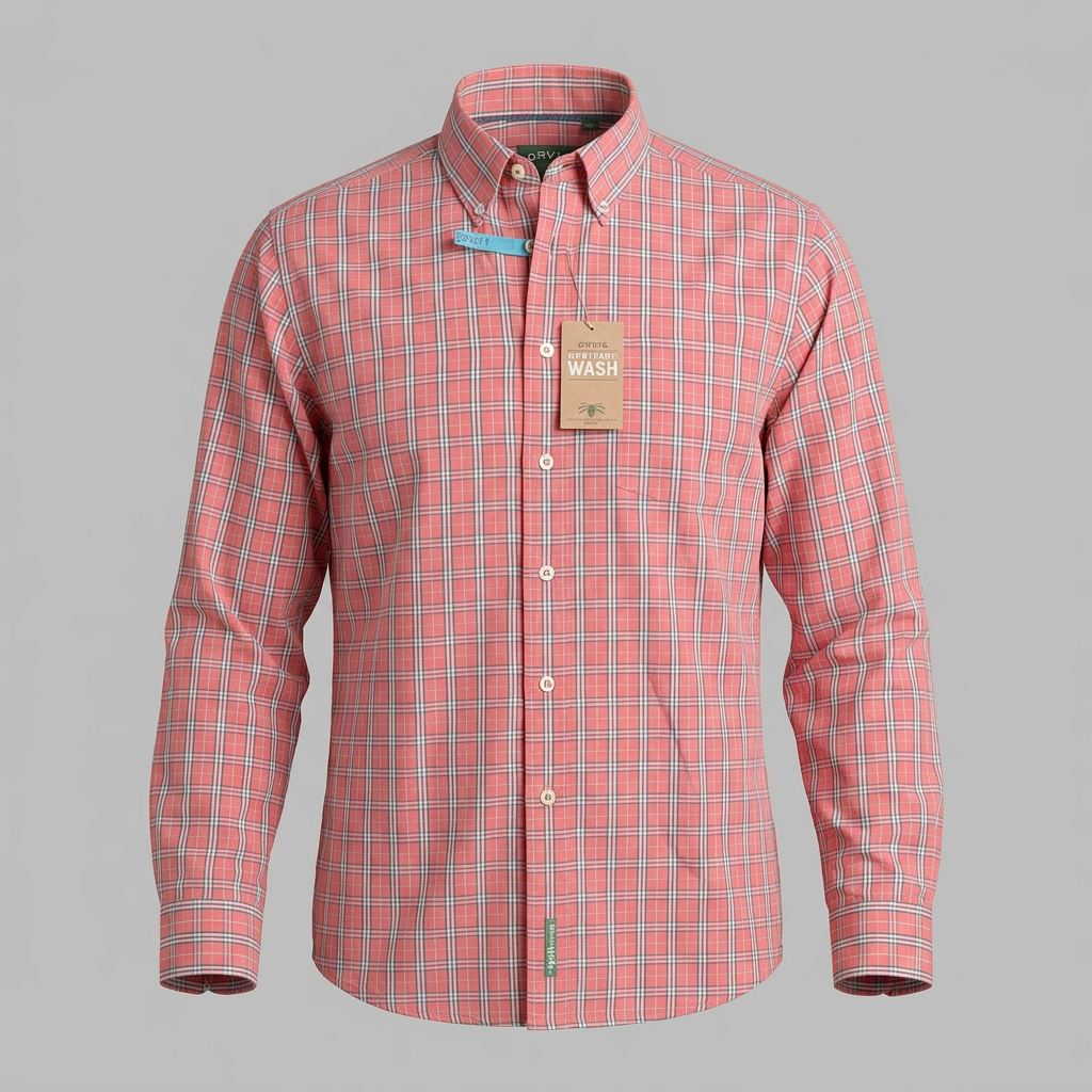 Mens ORVIS Button-Down Shirt Cotton Pink Check M Long Sleeve Casual New