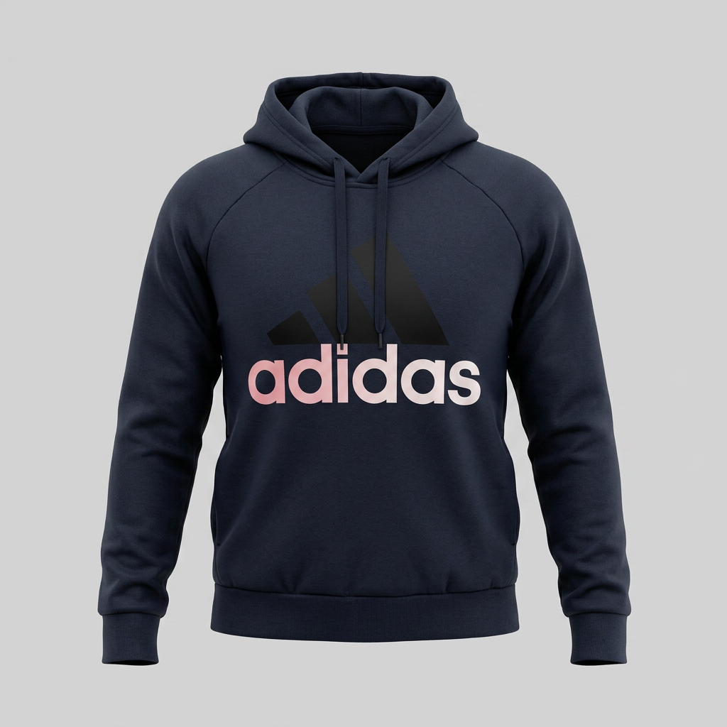 Adidas Hoodie Cotton Black UK 16-18 L Big Logo Print Womens Pullover Casual