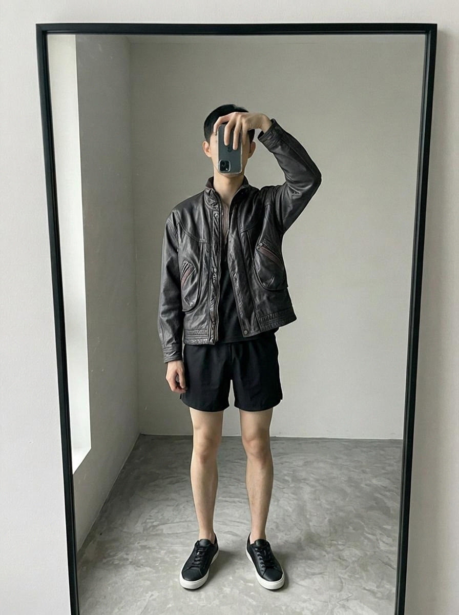 Robert Denmark Leather Jacket Black Mens Vintage Retro Biker Style Coat
