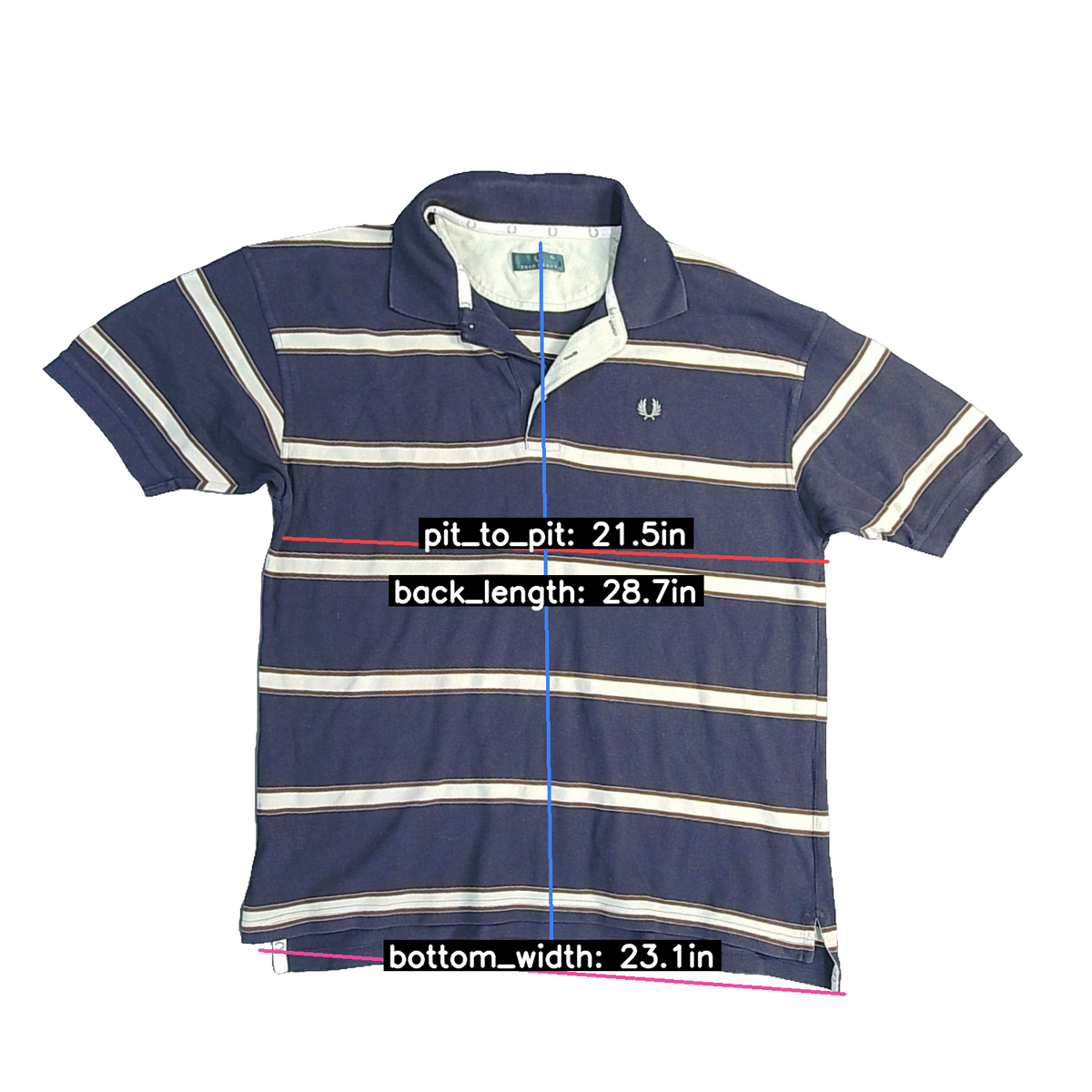 Fred Perry Polo Shirt Cotton Navy XL Striped Mens Retro Preppy Short Sleeve