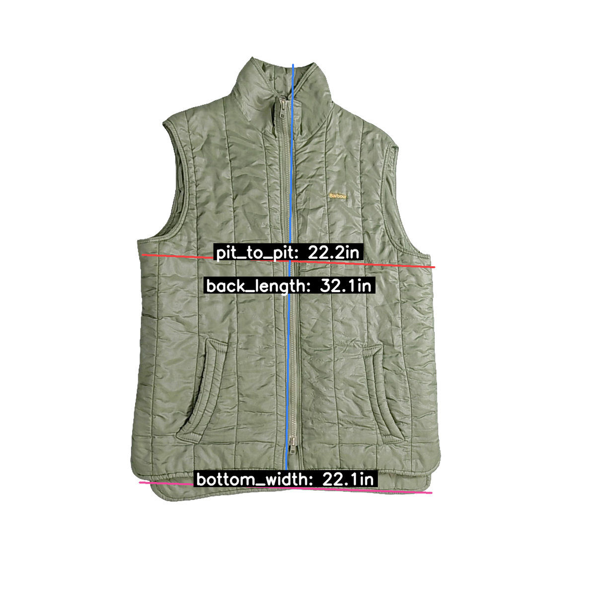 Barbour Gilet Nylon Olive Green Size L Quilted Sleeveless Mens Vintage