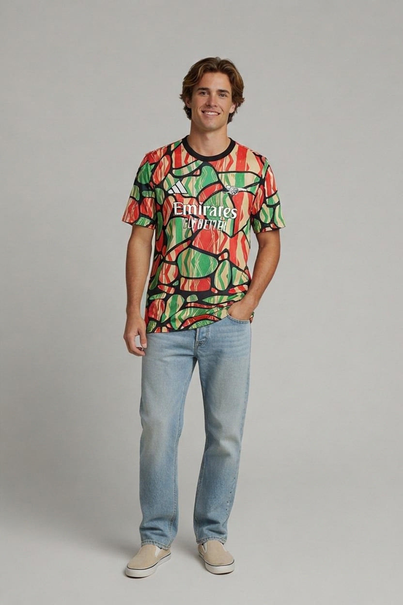 Adidas Arsenal T-Shirt Polyester Multicolor L Emirates Print Mens Football New