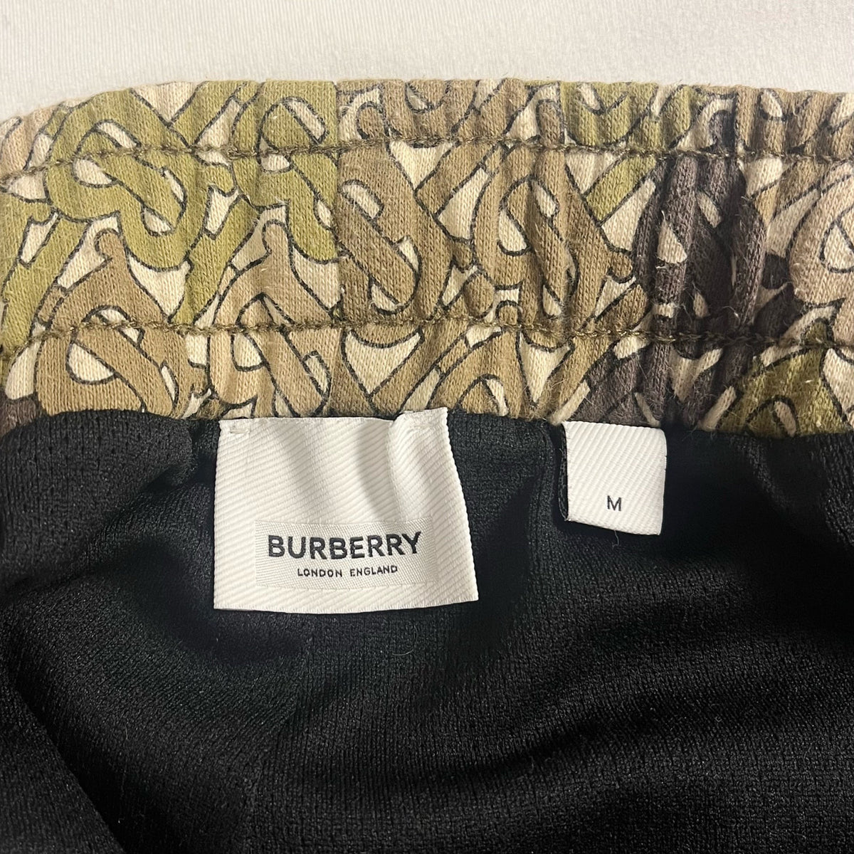 Rare Burberry Green Khaki Brown TB Monogram Loop-Back Cotton Shorts - M - Zone 2