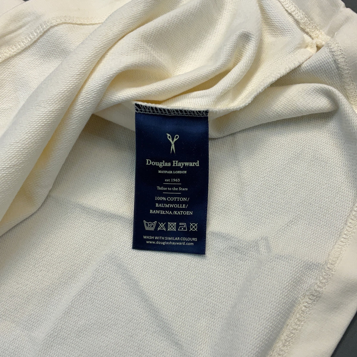 Douglas Hayward T-Shirt Cotton Cream XXL Mayfair London Loopback Mens Relaxed