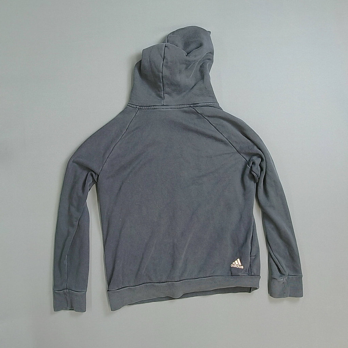 Adidas Hoodie Cotton Black UK 16-18 L Big Logo Print Womens Pullover Casual