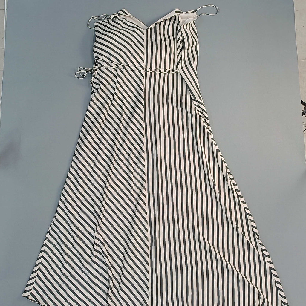 Banana Republic Maxi Dress Striped Black White S Womens V-Neck
