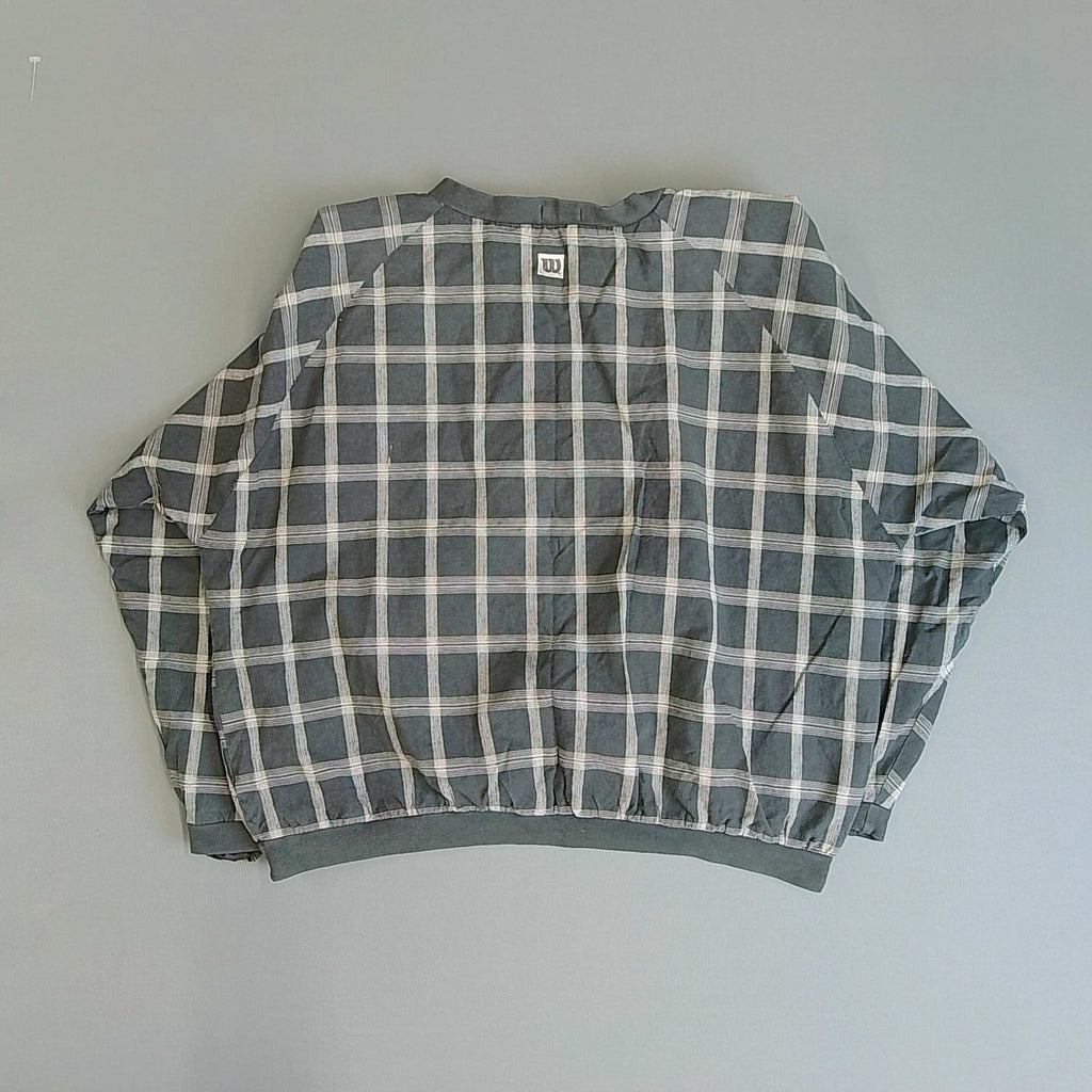 Wilson Windbreaker Nylon Grey Check L Mens Fat Shaft Retro 90s Pullover