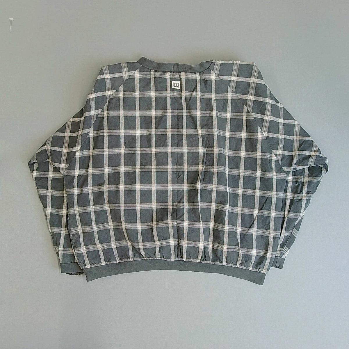 Wilson Windbreaker Nylon Grey Check L Mens Fat Shaft Retro 90s Pullover