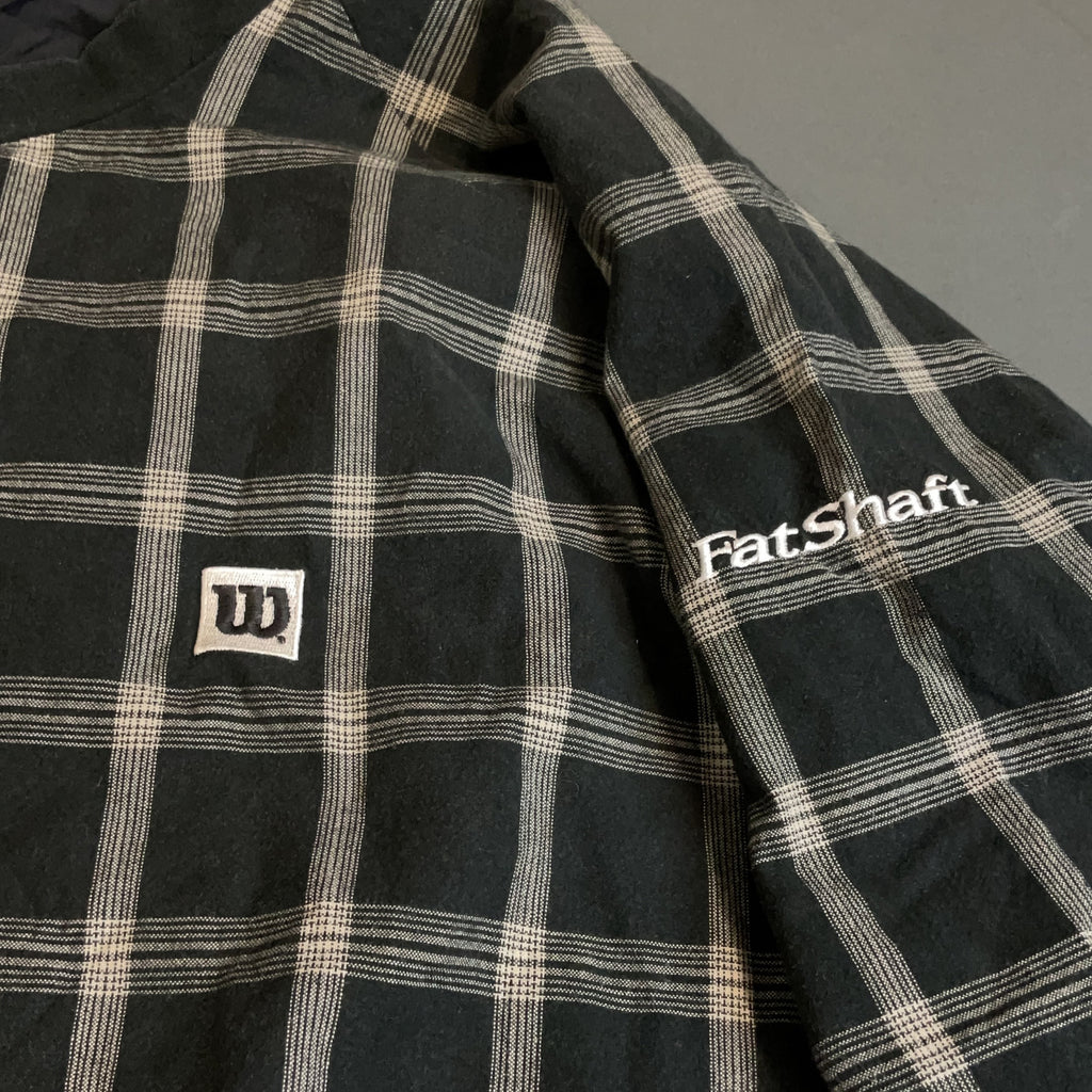 Wilson Windbreaker Nylon Grey Check L Mens Fat Shaft Retro 90s Pullover