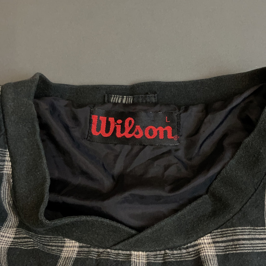 Wilson Windbreaker Nylon Grey Check L Mens Fat Shaft Retro 90s Pullover