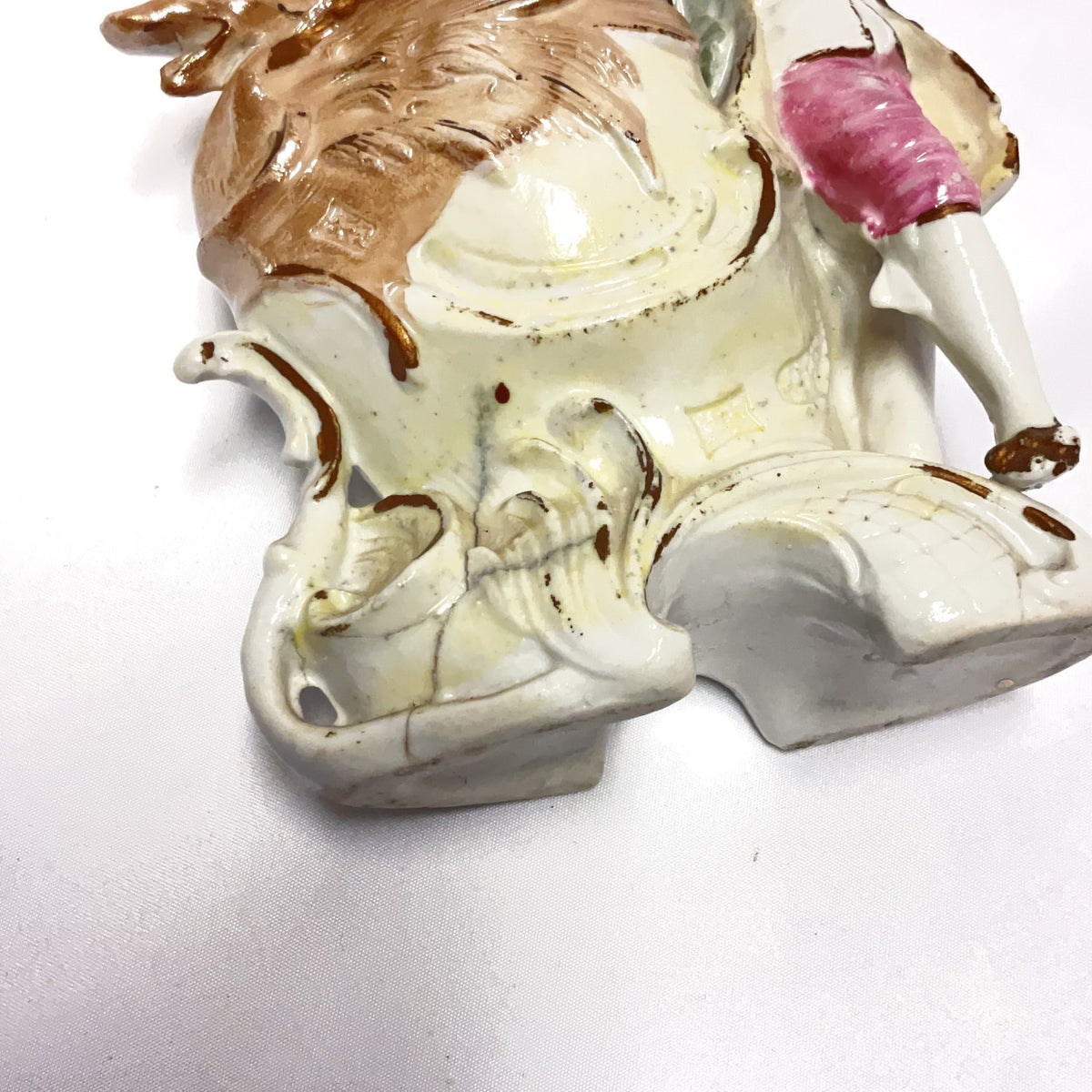 Antique Porcelain Figurine Pair Dragon Vase Boy Girl Gilt Vintage Rococo