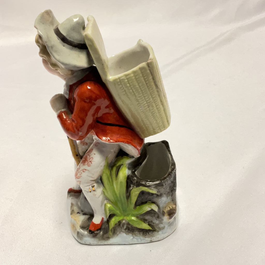 Antique Porcelain Figurine Pair Boy Girl Spill Vase Hand Painted Collectible