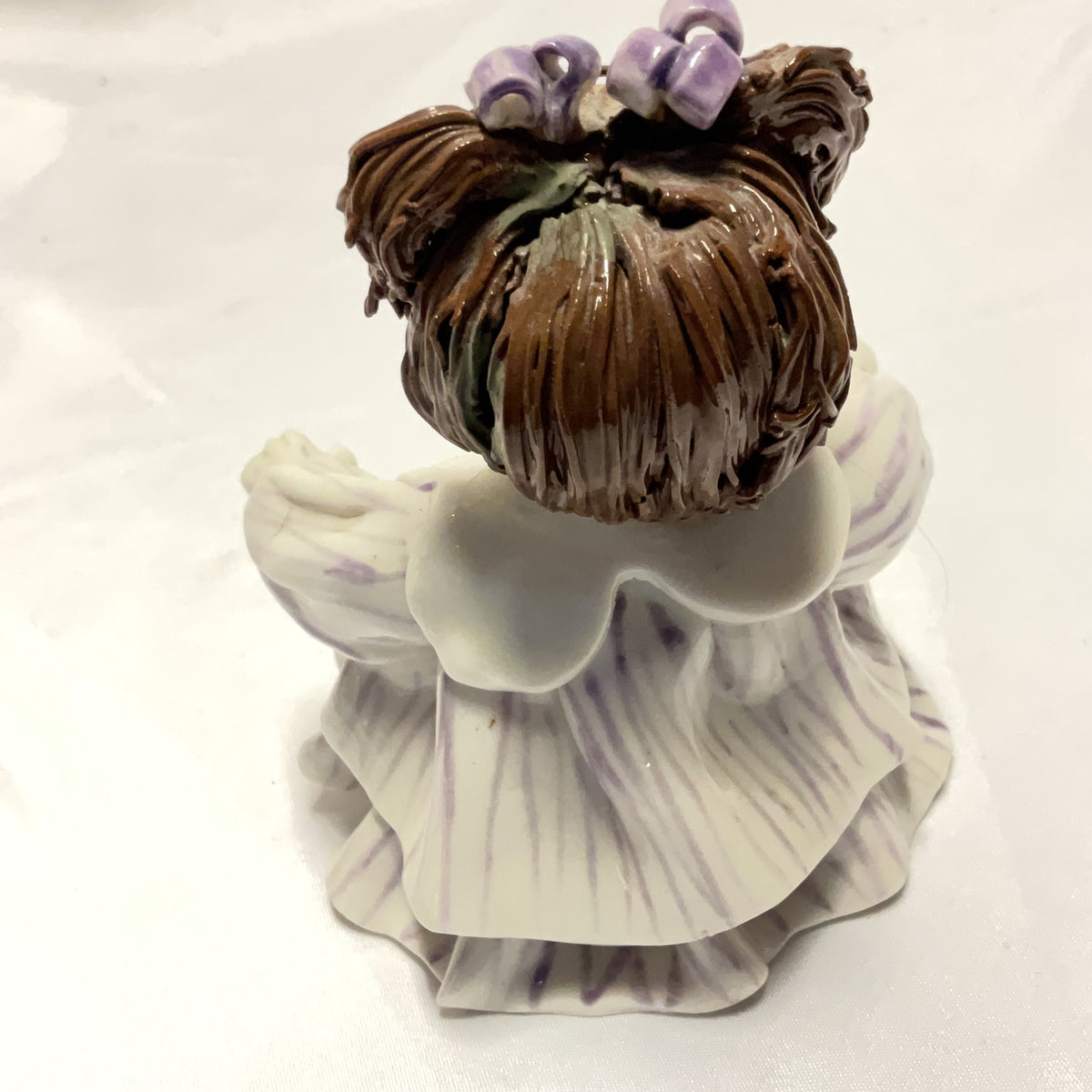 Porcelain Doll Figurine Lilac White Collectible Ceramic Ornament Vintage Style
