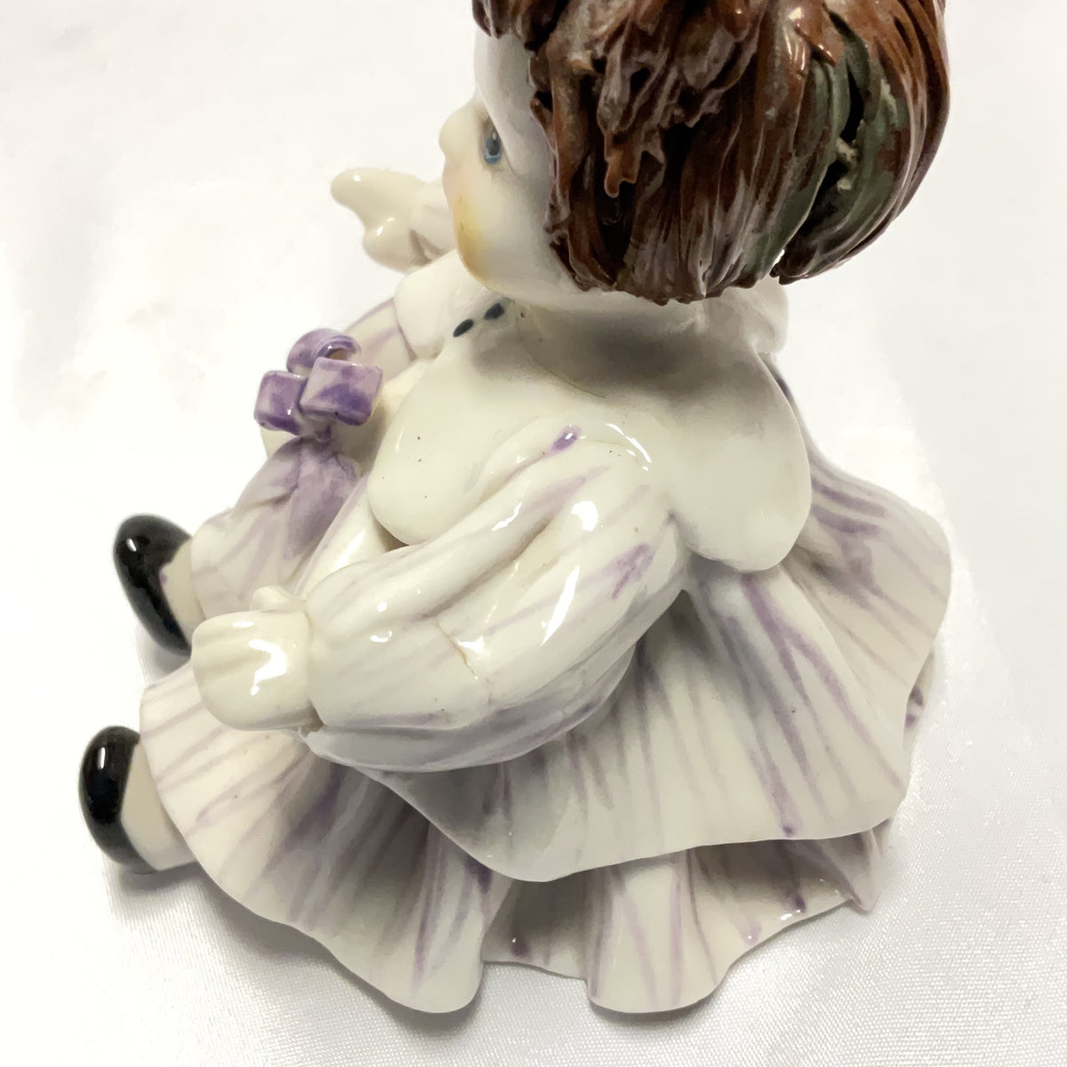 Porcelain Doll Figurine Lilac White Collectible Ceramic Ornament Vintage Style