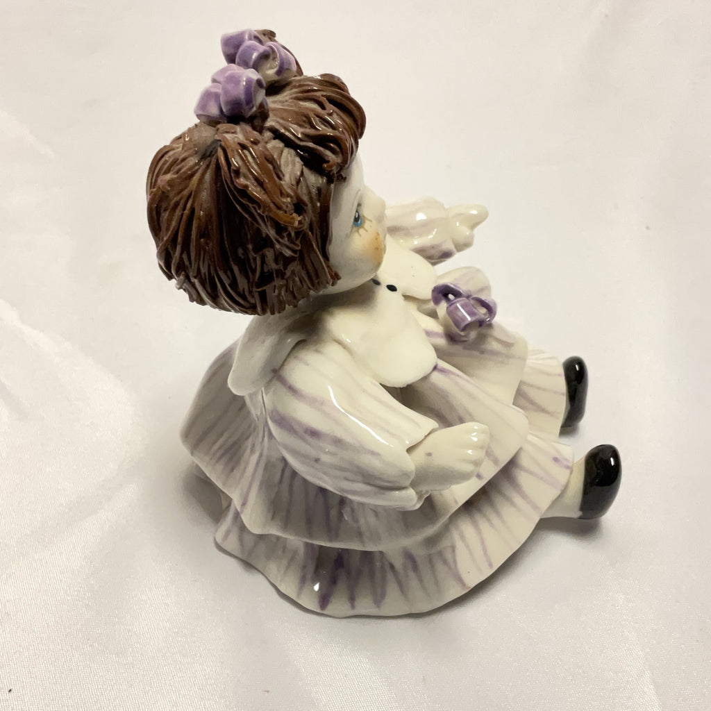 Porcelain Doll Figurine Lilac White Collectible Ceramic Ornament Vintage Style