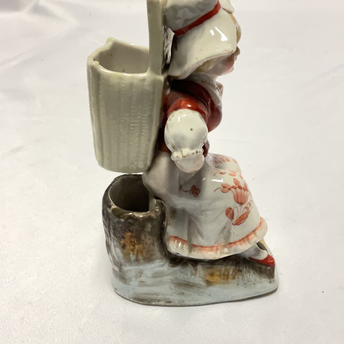 Antique Porcelain Figurine Pair Boy Girl Spill Vase Hand Painted Collectible
