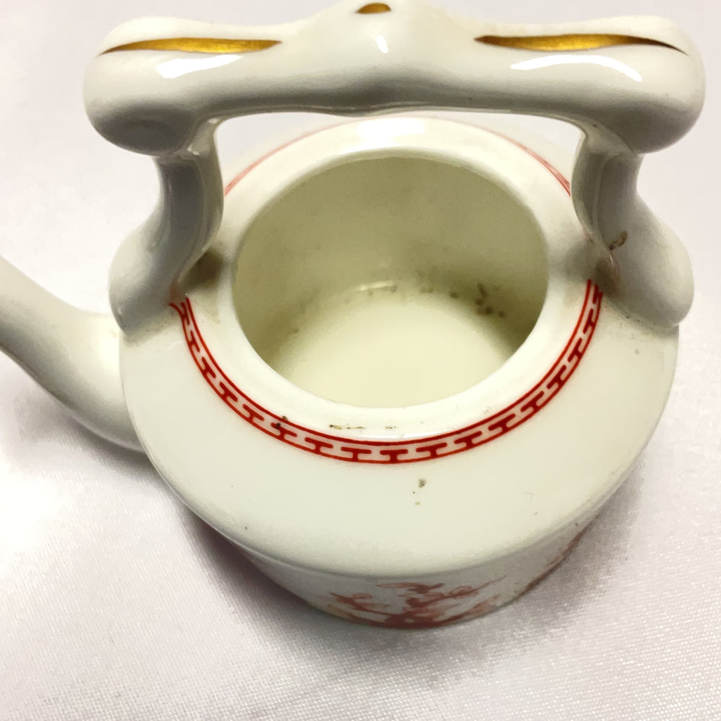 Coalport Miniature Teapot Bone China White Red Indian Tree Vintage Collectible