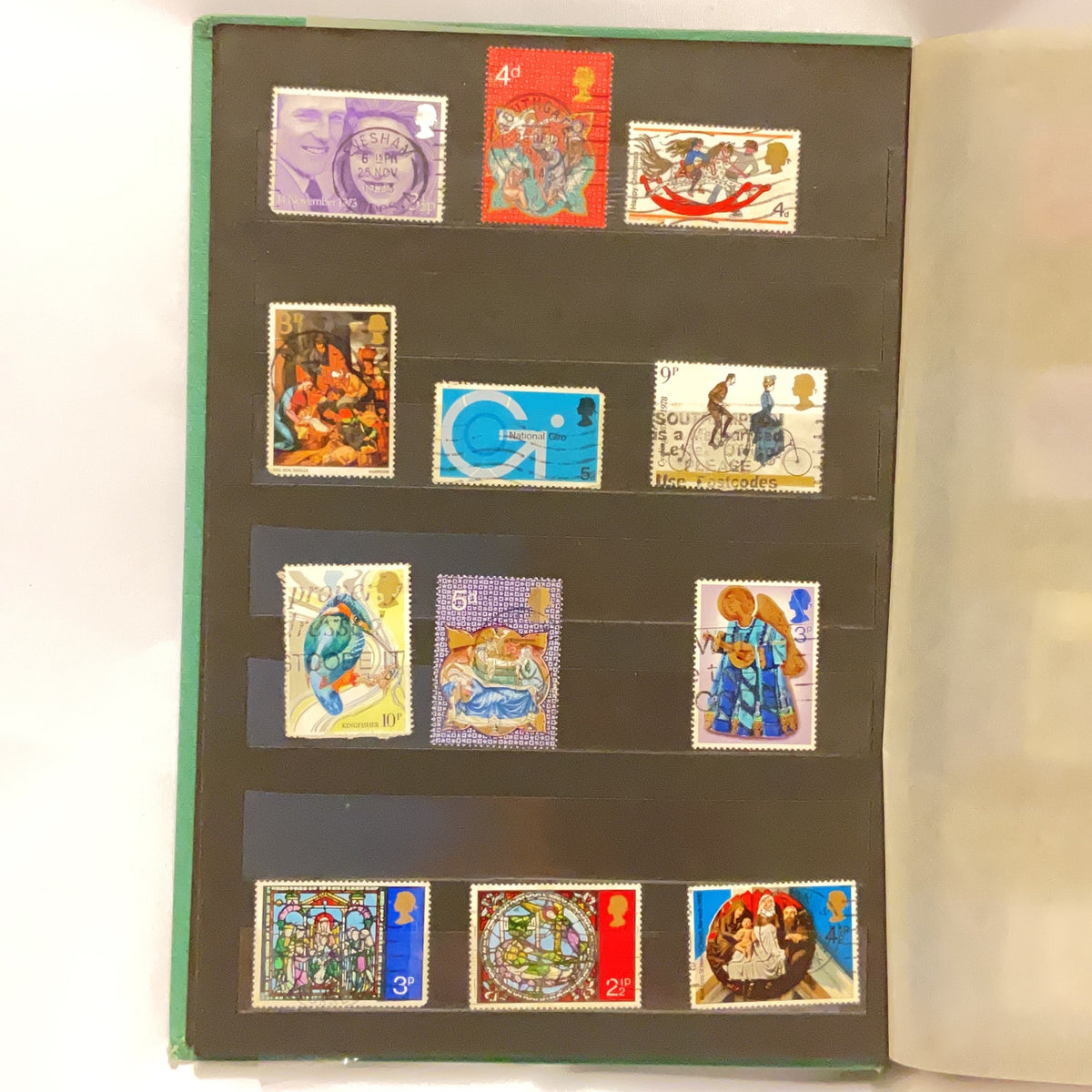 Ace Stamp Album Green Vintage GB and World Stamps Collection with FDC
