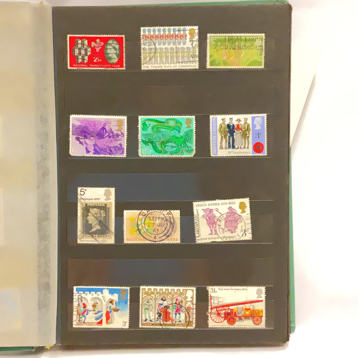 Ace Stamp Album Green Vintage GB and World Stamps Collection with FDC