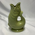 Wade Gluggle Jug Ceramic Olive Green Fish Pitcher Vintage Stoke on Trent