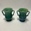 Trentham Art Ware Vases Ceramic Green Blue Pair Vintage Drip Glaze Pottery 158