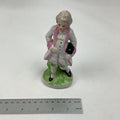 Vintage Porcelain Figurine Boy Colonial Outfit White Pink Bisque Ornament