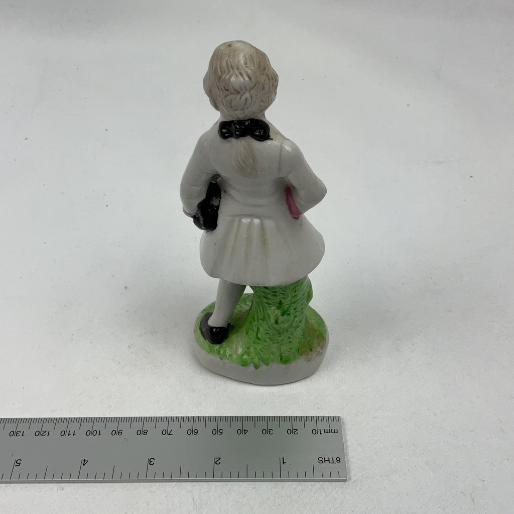 Vintage Porcelain Figurine Boy Colonial Outfit White Pink Bisque Ornament