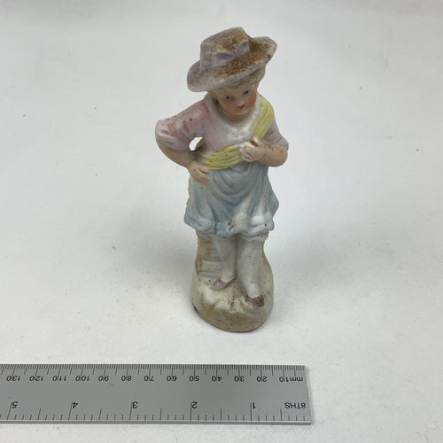 Antique Bisque Porcelain Figurine Girl Multi 13cm Vintage Victorian Ornament