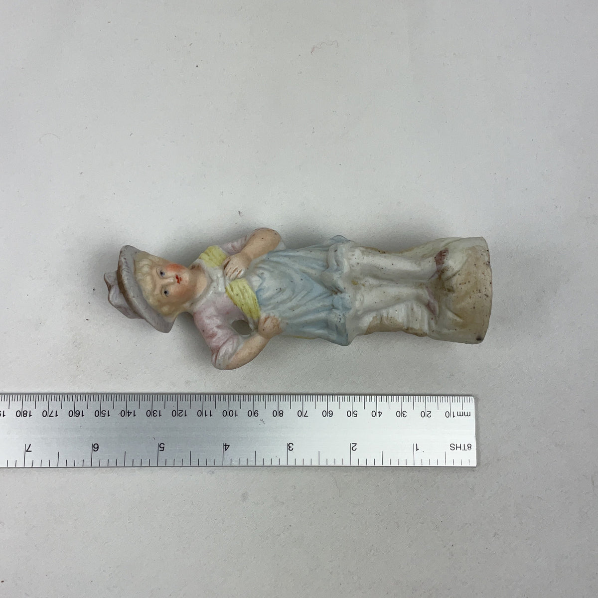 Antique Bisque Porcelain Figurine Girl Multi 13cm Vintage Victorian Ornament