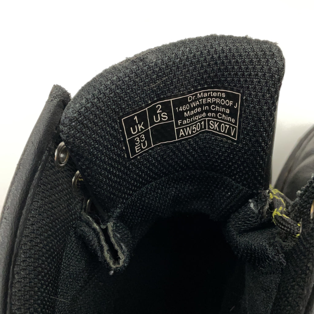 Dr. Martens 1460 Waterproof Leather Black Boots UK 1 Kids Boxed Airwair