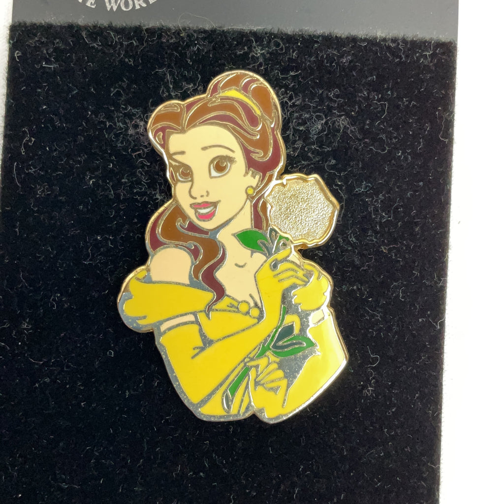 Disney Pin Belle Enamel Gold Trading Card Beauty Beast Rose Collectible Pouch