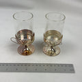 Vera Wang Wedgwood Candle Holders Glass Gold Pair Votive Pedestal Set
