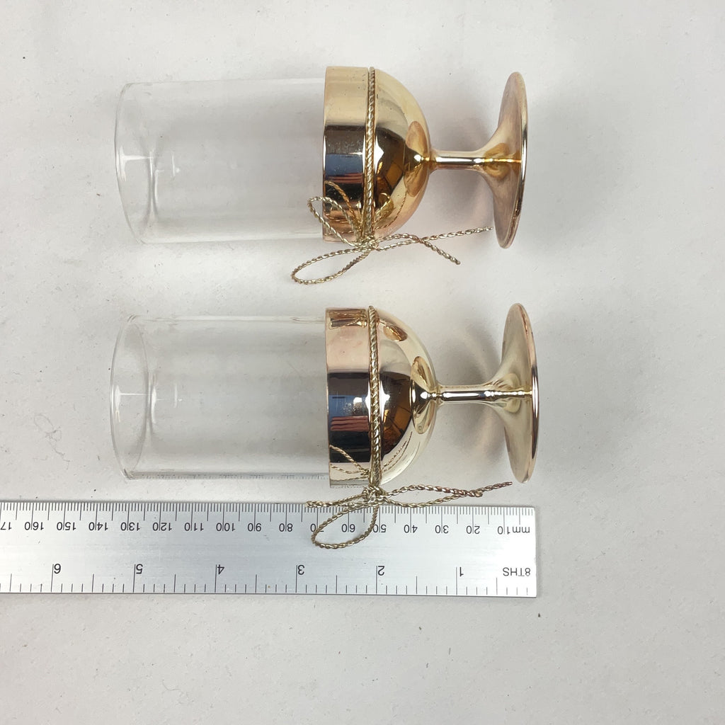 Vera Wang Wedgwood Candle Holders Glass Gold Pair Votive Pedestal Set