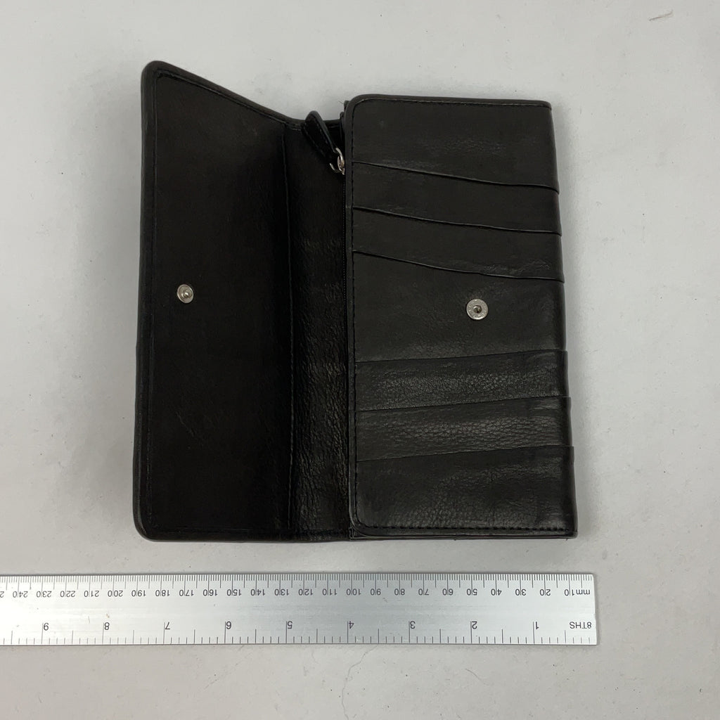 O.S.P Osprey Wallet Leather Black Trifold Womens Floral Lining Retro Purse