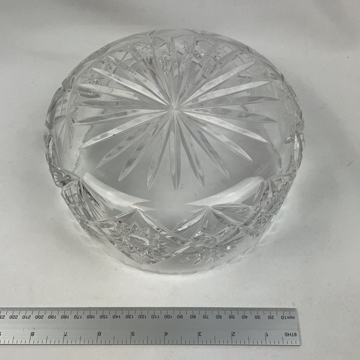 Cut Crystal Bowl Glass Transparent Starburst Vintage Decorative Dish