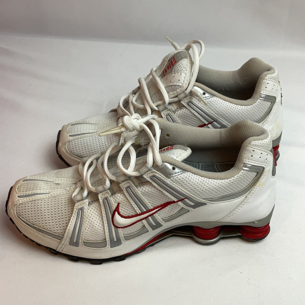 Nike Shox Running Shoes White UK 8.5 Red Silver Y2K Trainers Boxed Retro
