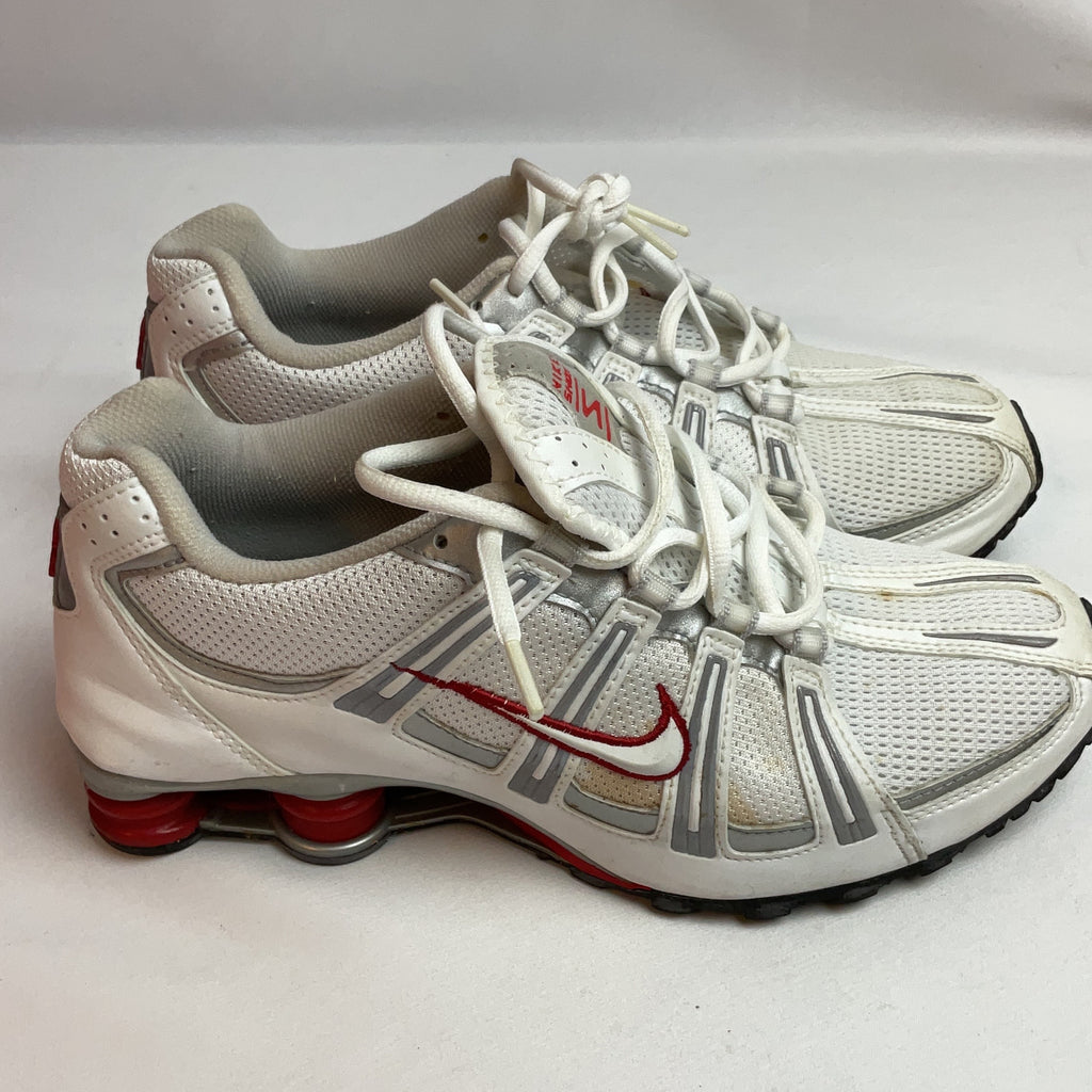 Nike Shox Running Shoes White UK 8.5 Red Silver Y2K Trainers Boxed Retro