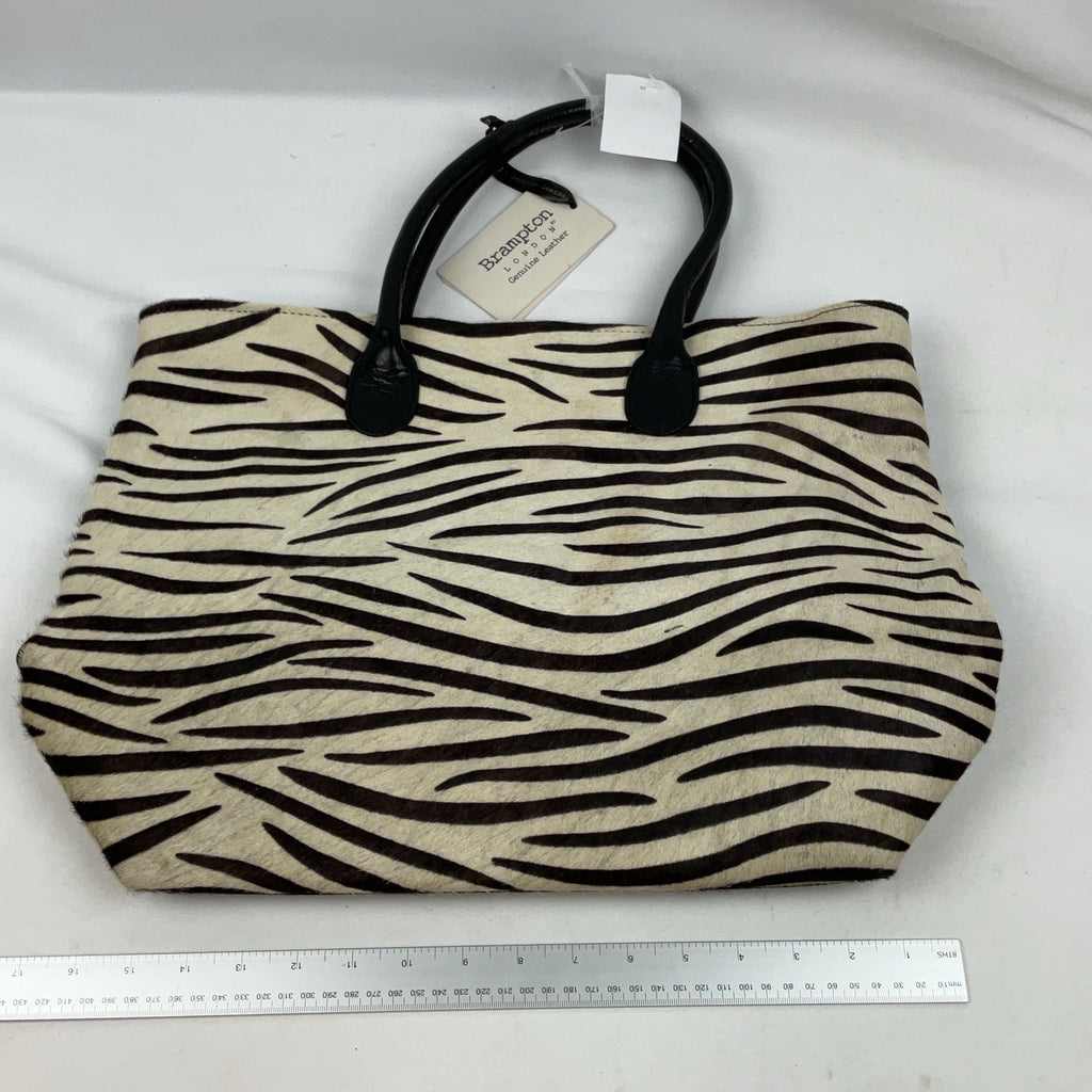 Brampton London Tote Leather Zebra Print Womens New With Tags