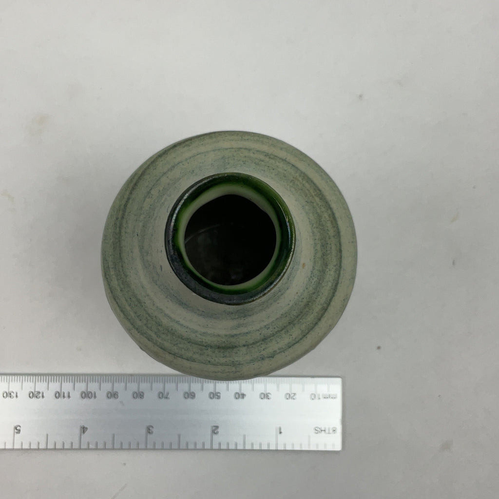 Carn Pottery Bud Vase Ceramic Green Grey Studio Pottery Cornwall Swirl Design