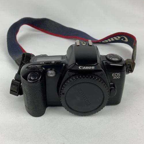 Canon EOS 500 35mm Film Camera Body Black SLR with Strap Vintage