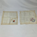 Antique WWI Souvenir de France Silk Handkerchiefs Set of 2 Embroidered Lace