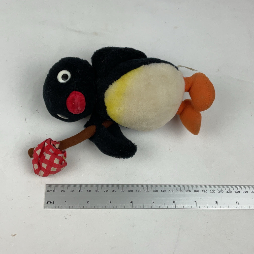 Pingu Plush Toy Soft Black White Penguin Figure With Umbrella Vintage 1992