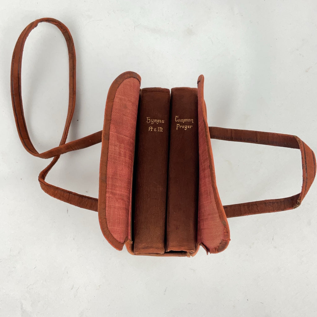 Vintage Leather Case Common Prayer Hymns Books Set Rust Miniature
