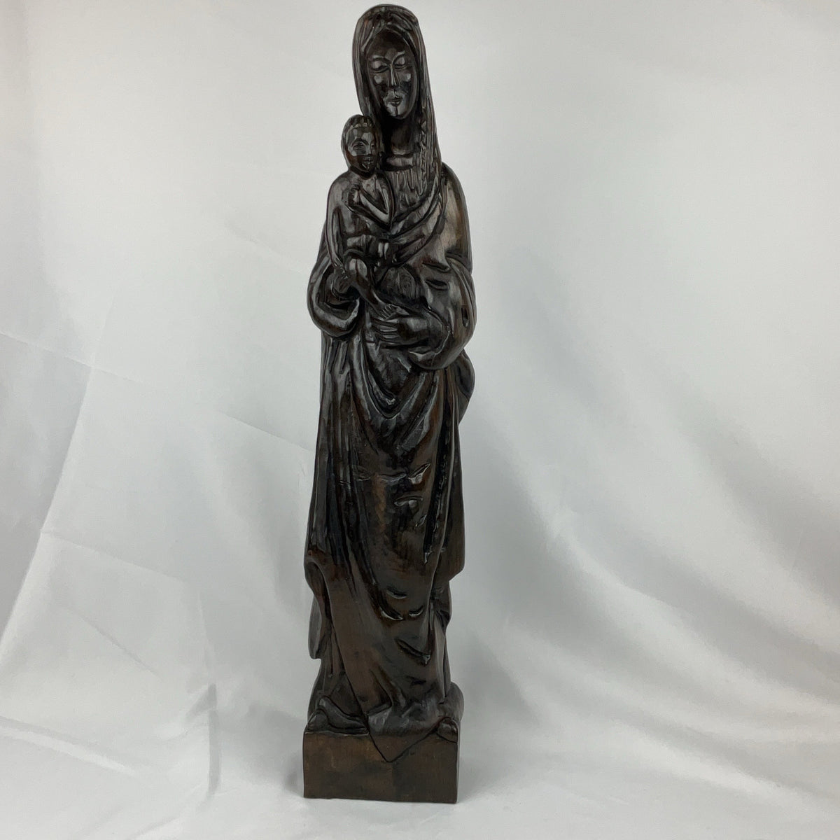Carved Wood Madonna and Child Statue Religious Sculpture Spain