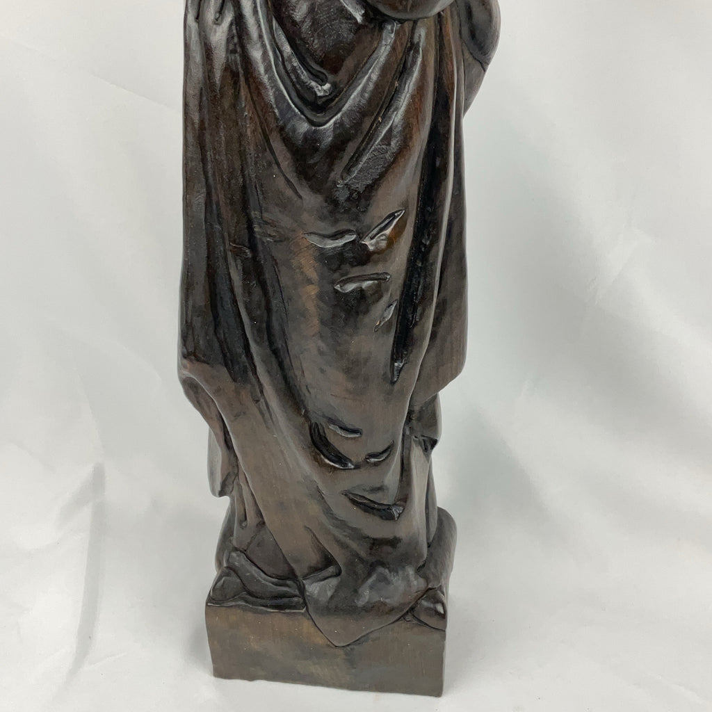 Carved Wood Madonna and Child Statue Religious Sculpture Spain