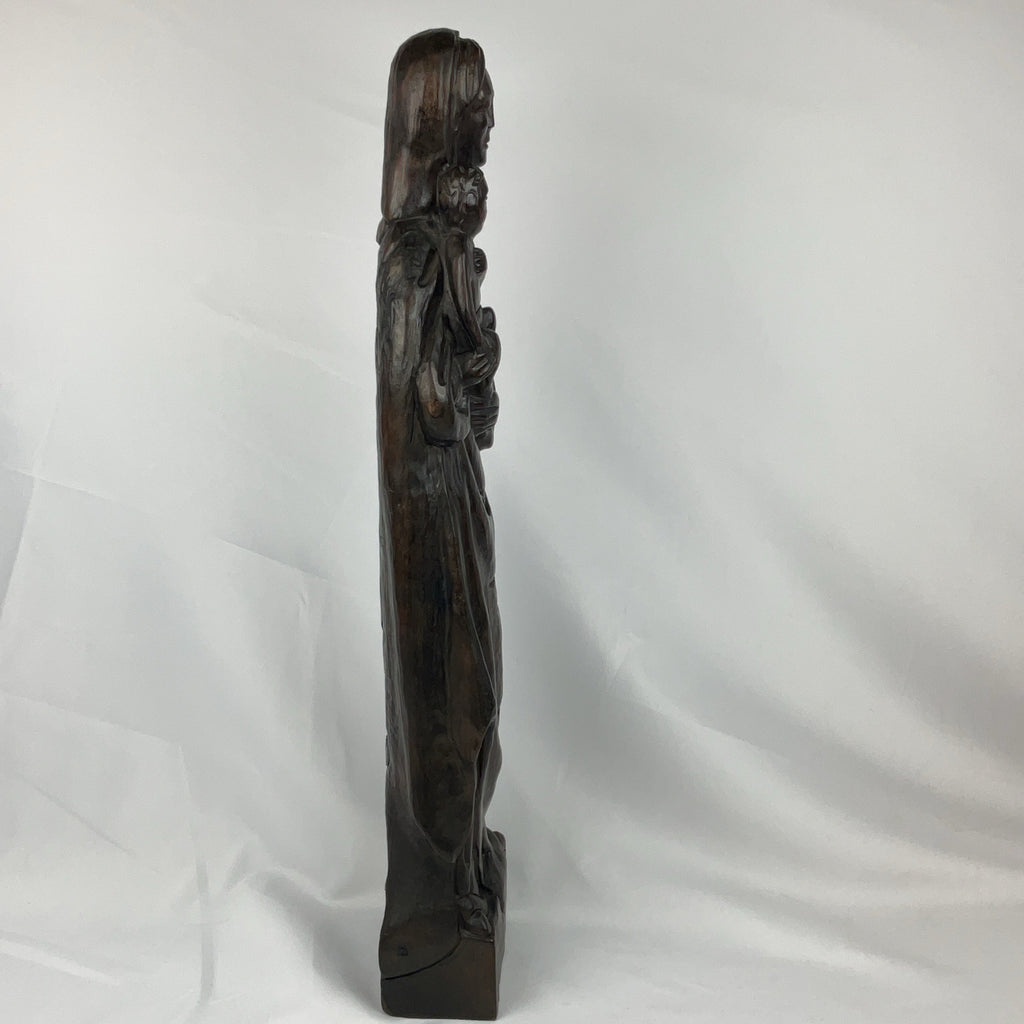 Carved Wood Madonna and Child Statue Religious Sculpture Spain