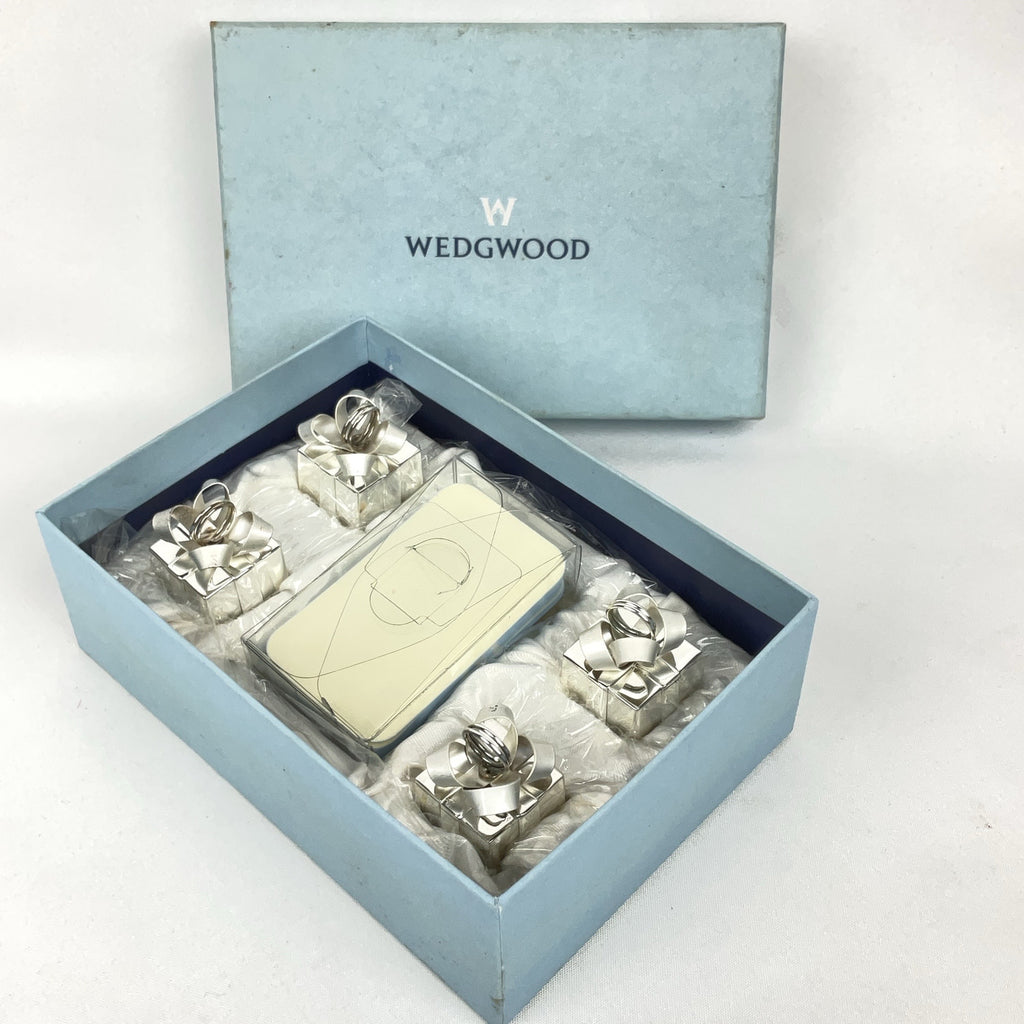 Wedgwood Place Card Holders Silver Gift Box Set of 4