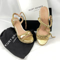 Kurt Geiger Sandals Leather Gold Rope Wedge Heels Espadrille Size 41