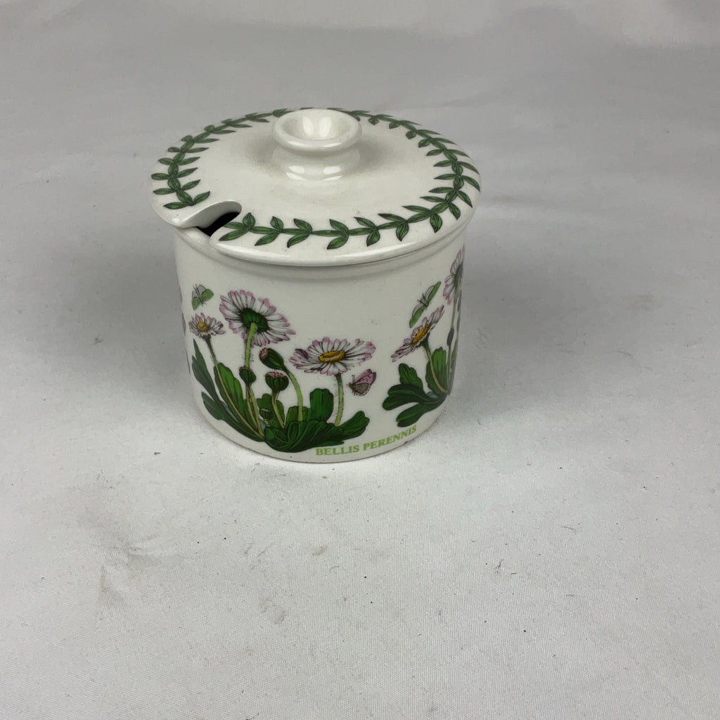 Portmeirion Botanic Garden Jam Pot Ceramic White Lidded Preserve Jar Daisy