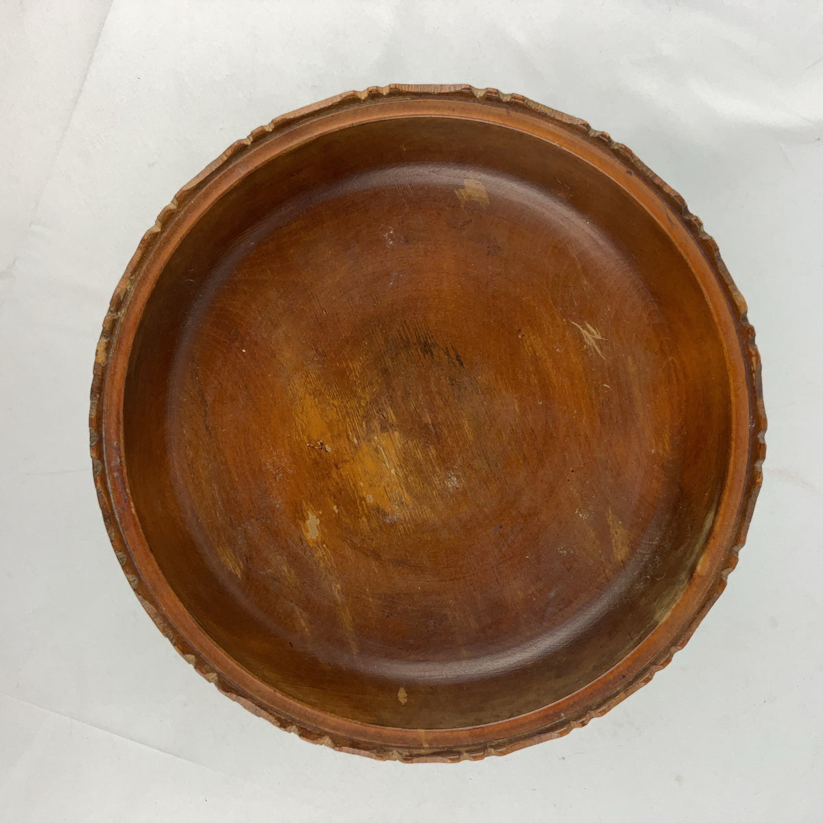 Vintage Hand Carved Wooden Pedestal Fruit Bowl Compote Footed Dish